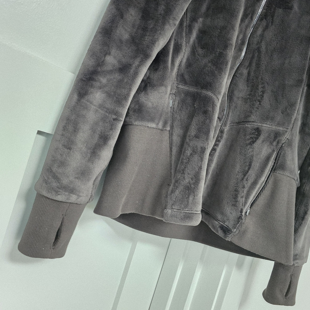 Athleta Cloud Fleece Velour Jacket in Shale Chocolate Brown - Picture 5 of 13
